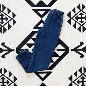 Levi’s Vintage 603 White Tab High Waisted Mom Jeans in Dark Blue Wash